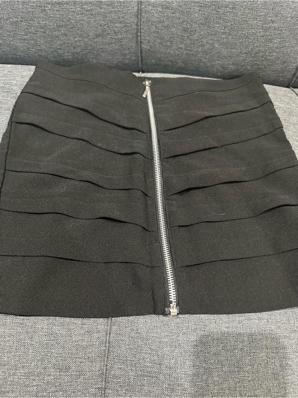Wet Seal Black Pleated Mini Skirt with Silver Front Zipper